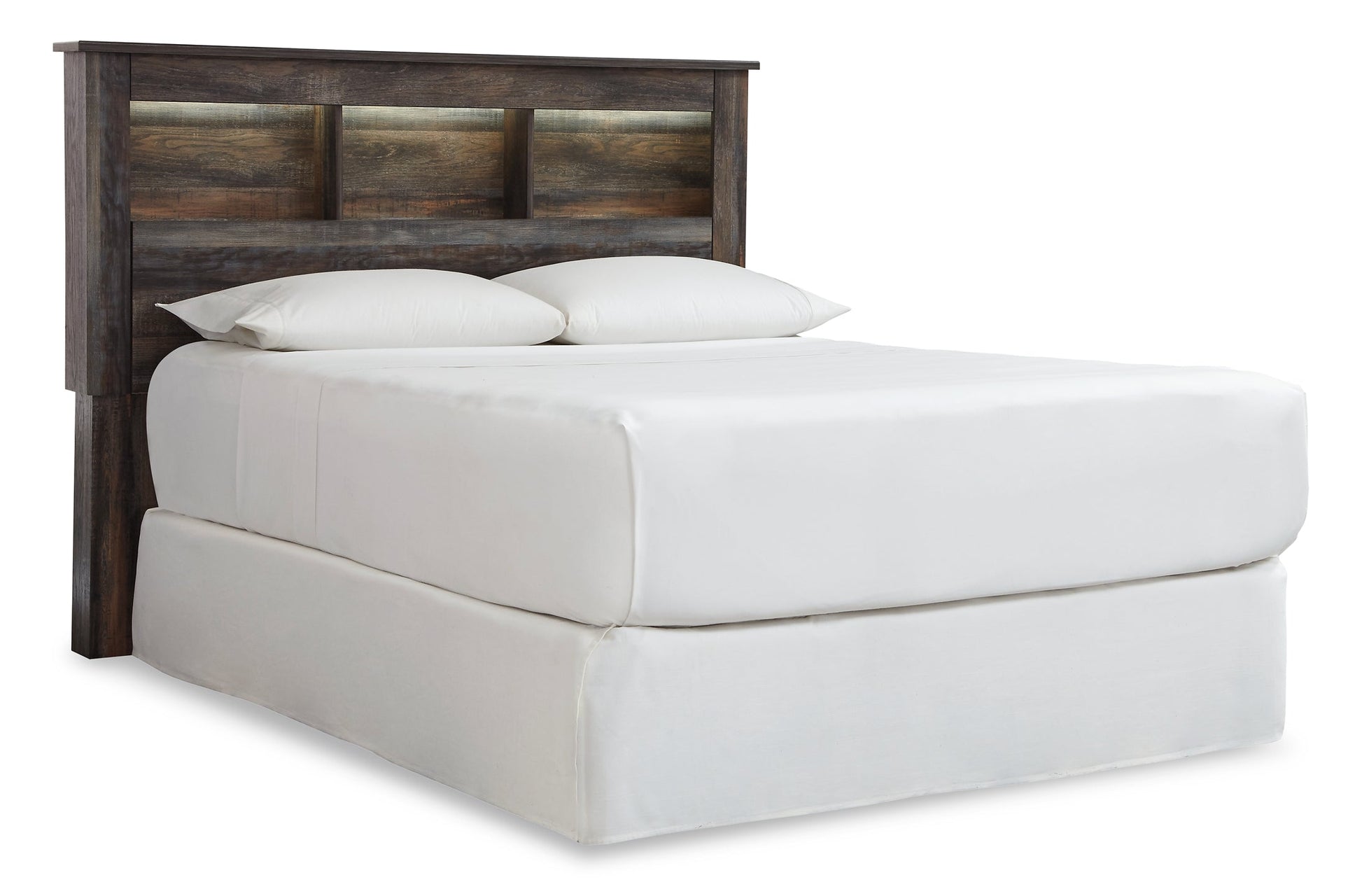 Drystan Queen/Full Bookcase Headboard with Mirrored Dresser and 2 Nightstands at Walker Mattress and Furniture Locations in Cedar Park and Belton TX.