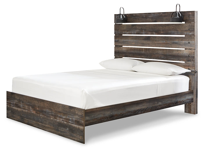 Drystan Queen Panel Bed with 2 Nightstands at Walker Mattress and Furniture Locations in Cedar Park and Belton TX.
