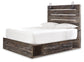 Drystan Queen Panel Bed with 2 Storage Drawers with Mirrored Dresser, Chest and Nightstand at Walker Mattress and Furniture Locations in Cedar Park and Belton TX.