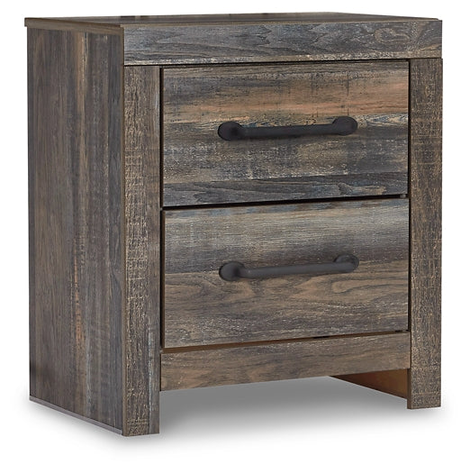 Drystan Two Drawer Night Stand at Walker Mattress and Furniture Locations in Cedar Park and Belton TX.