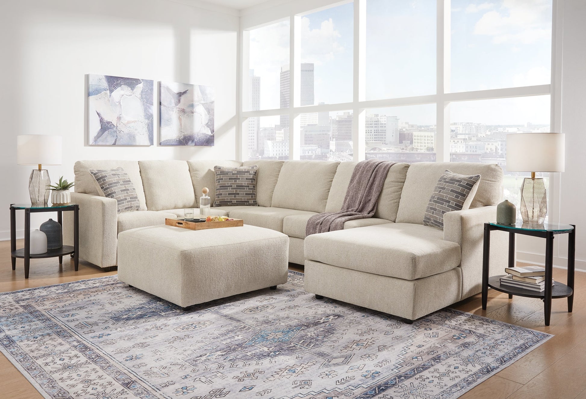 Edenfield 3-Piece Sectional with Ottoman at Walker Mattress and Furniture Locations in Cedar Park and Belton TX.