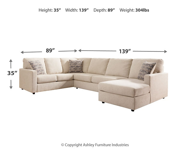 Edenfield 3-Piece Sectional with Ottoman at Walker Mattress and Furniture Locations in Cedar Park and Belton TX.