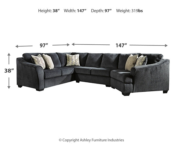 Eltmann 3-Piece Sectional with Cuddler at Walker Mattress and Furniture Locations in Cedar Park and Belton TX.