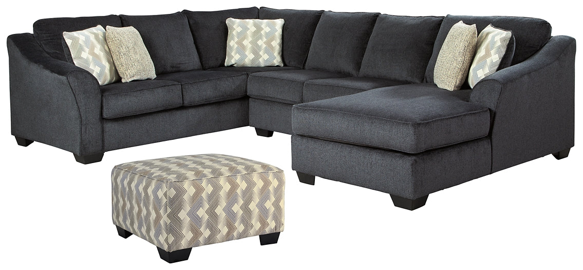 Eltmann 3-Piece Sectional with Ottoman at Walker Mattress and Furniture Locations in Cedar Park and Belton TX.
