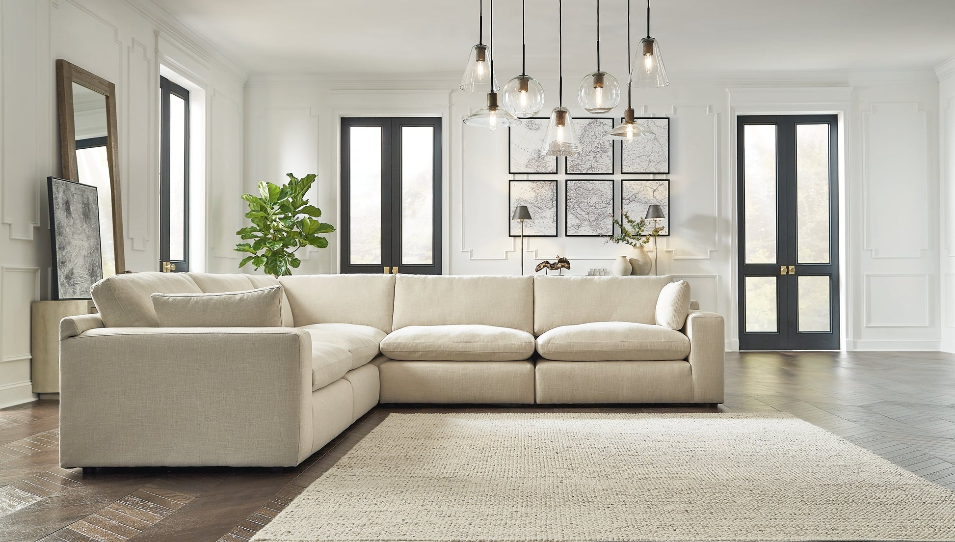 Elyza 5-Piece Sectional with Ottoman at Walker Mattress and Furniture Locations in Cedar Park and Belton TX.