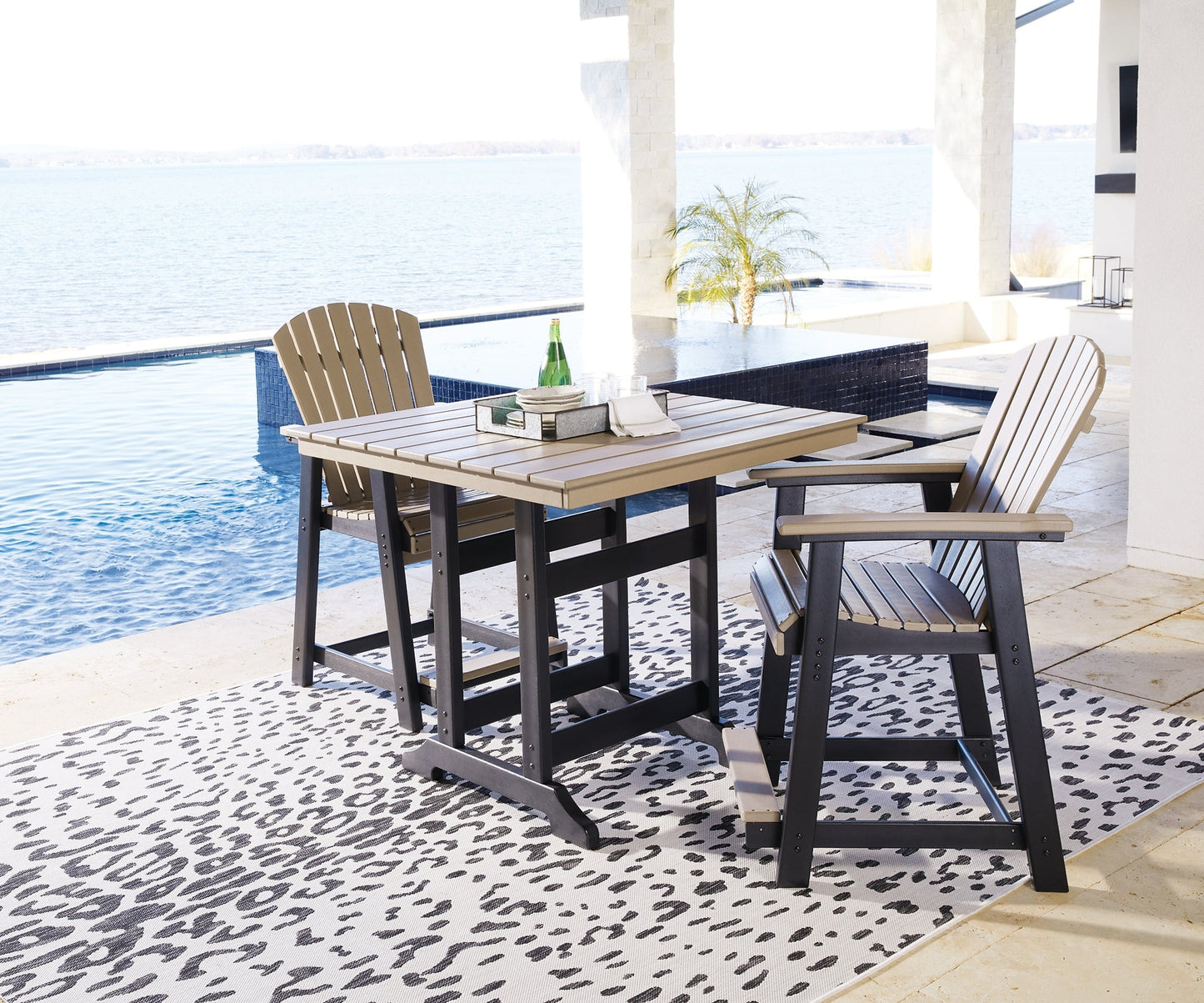 Fairen Trail Outdoor Counter Height Dining Table and 2 Barstools at Walker Mattress and Furniture Locations in Cedar Park and Belton TX.