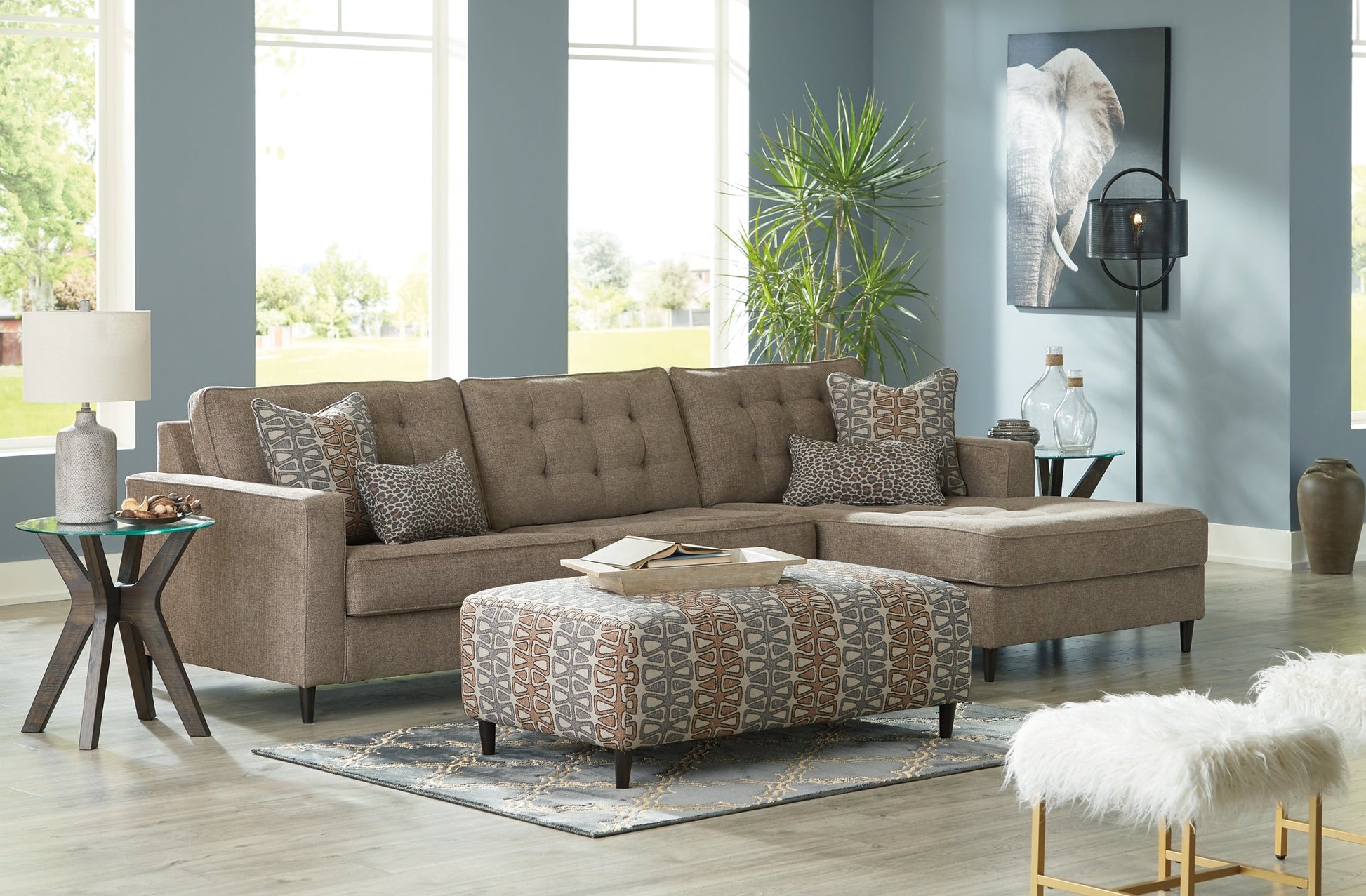 Flintshire 2-Piece Sectional with Ottoman at Walker Mattress and Furniture Locations in Cedar Park and Belton TX.