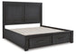 Foyland California King Panel Storage Bed with Mirrored Dresser, Chest and Nightstand at Walker Mattress and Furniture Locations in Cedar Park and Belton TX.