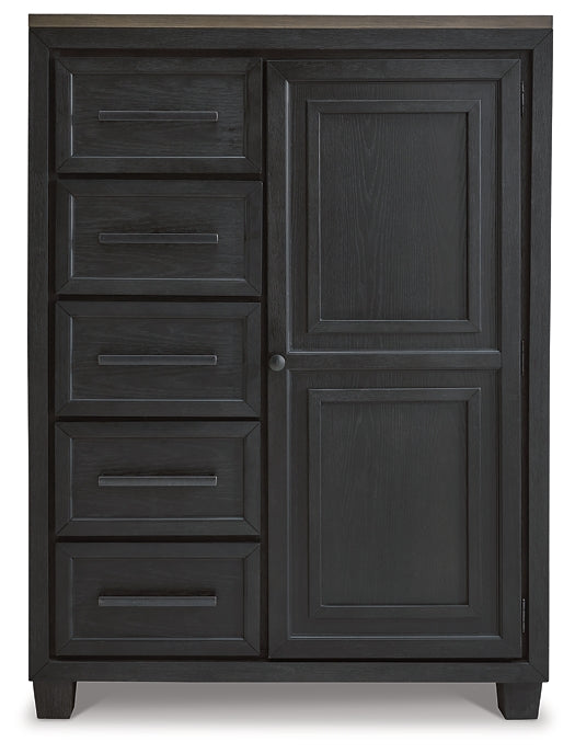 Foyland California King Panel Storage Bed with Mirrored Dresser and Chest at Walker Mattress and Furniture Locations in Cedar Park and Belton TX.