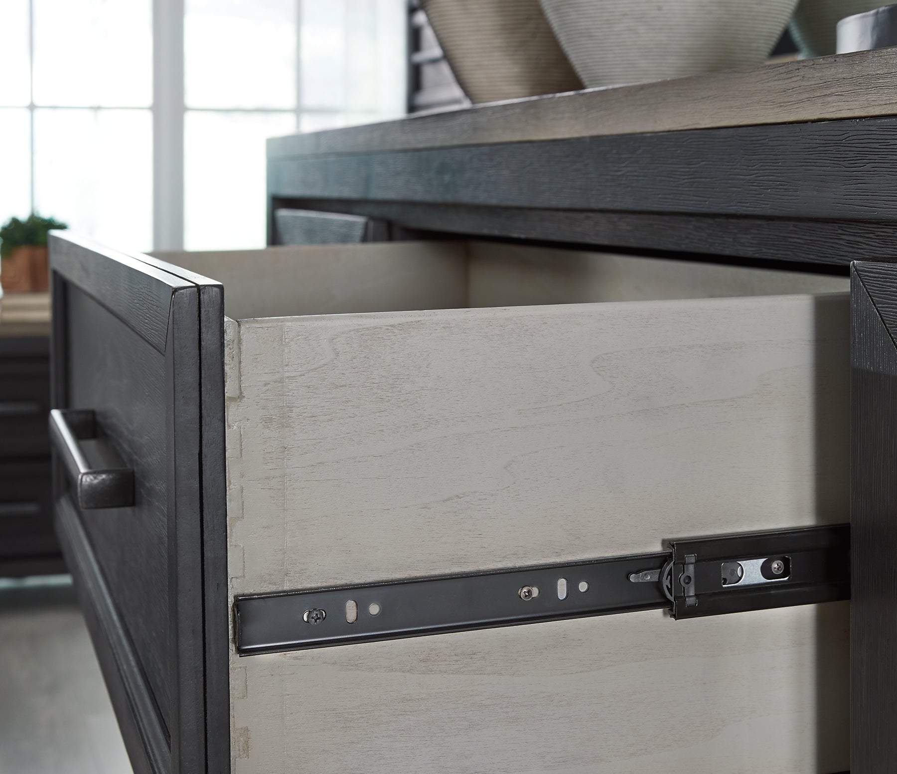 Foyland California King Panel Storage Bed with Mirrored Dresser and Chest at Walker Mattress and Furniture Locations in Cedar Park and Belton TX.