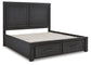 Foyland California King Panel Storage Bed with Mirrored Dresser and Chest at Walker Mattress and Furniture Locations in Cedar Park and Belton TX.