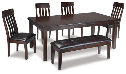 Haddigan Dining Table and 4 Chairs and Bench at Walker Mattress and Furniture Locations in Cedar Park and Belton TX.
