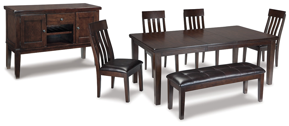 Haddigan Dining Table and 4 Chairs and Bench with Storage at Walker Mattress and Furniture Locations in Cedar Park and Belton TX.
