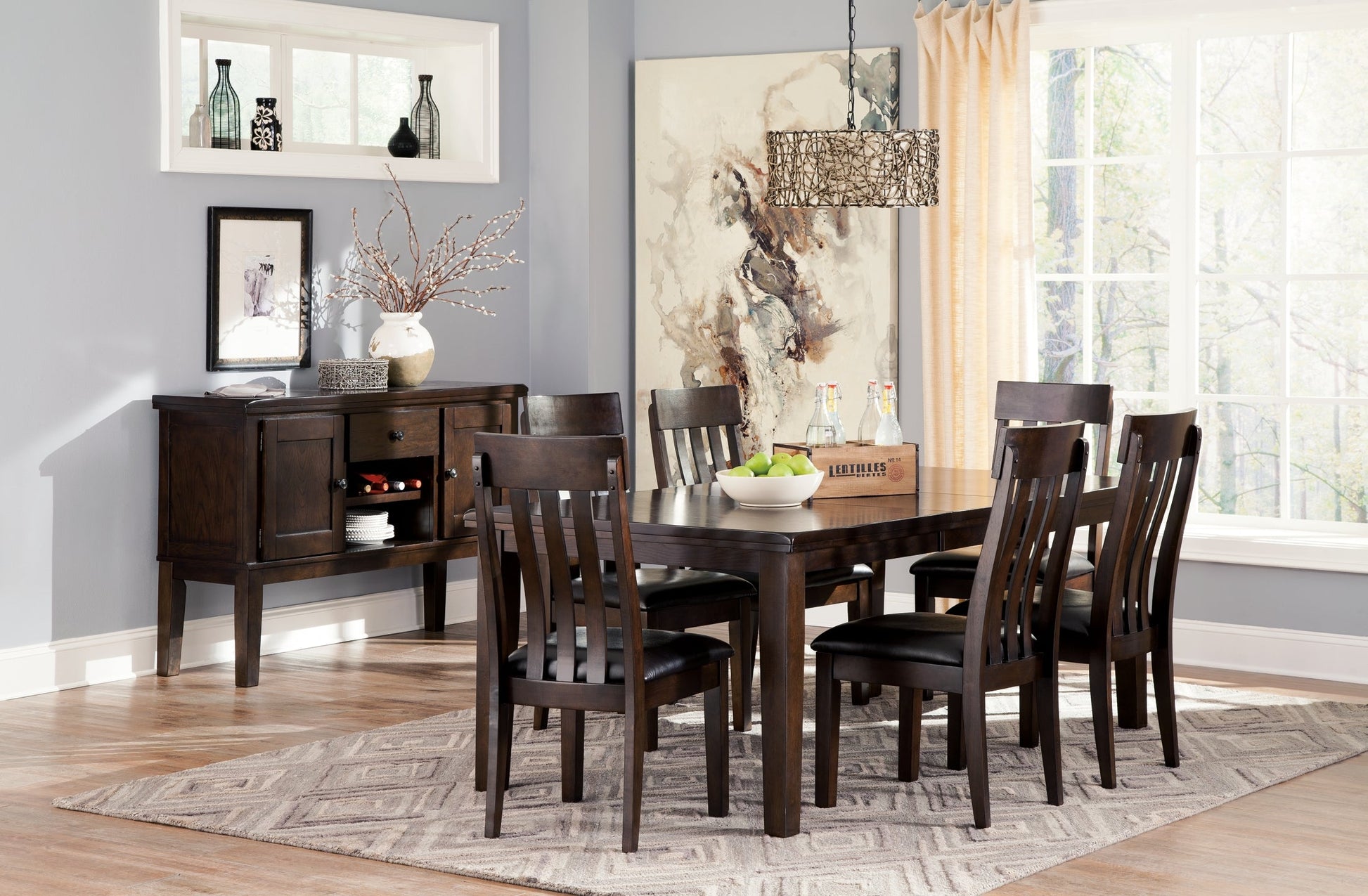 Haddigan Dining Table and 6 Chairs with Storage at Walker Mattress and Furniture Locations in Cedar Park and Belton TX.