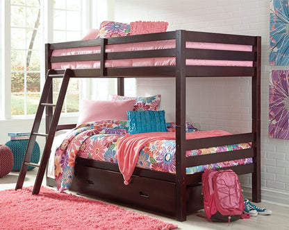 Halanton Twin over Twin Bunk Bed with 1 Large Storage Drawer at Walker Mattress and Furniture Locations in Cedar Park and Belton TX.