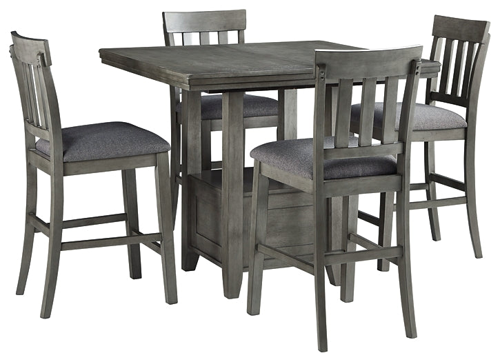 Hallanden Counter Height Dining Table and 4 Barstools at Walker Mattress and Furniture Locations in Cedar Park and Belton TX.