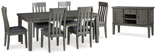Hallanden Dining Table and 6 Chairs with Storage at Walker Mattress and Furniture Locations in Cedar Park and Belton TX.