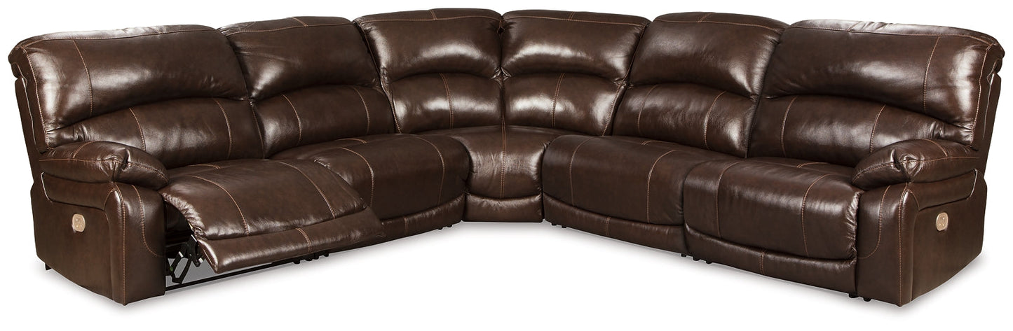 Hallstrung 5-Piece Power Reclining Sectional at Walker Mattress and Furniture Locations in Cedar Park and Belton TX.