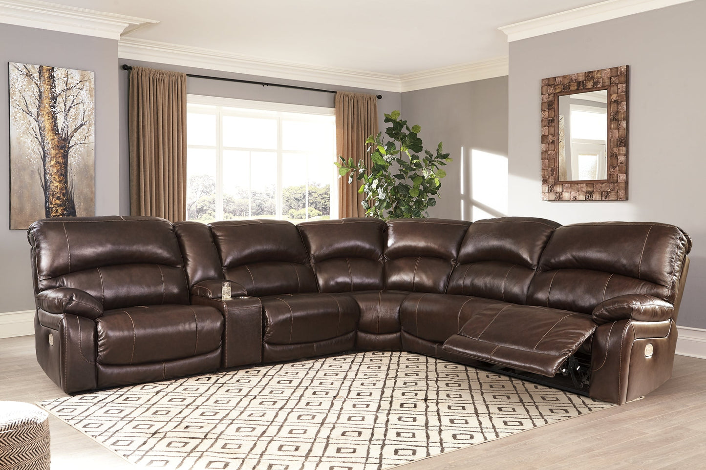 Hallstrung 6-Piece Power Reclining Sectional at Walker Mattress and Furniture Locations in Cedar Park and Belton TX.