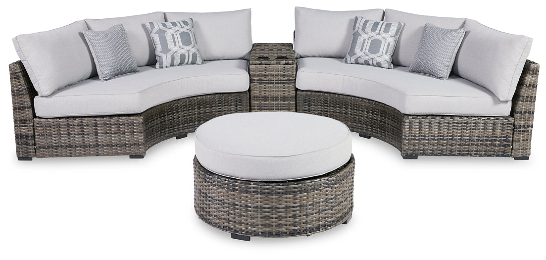 Harbor Court 3-Piece Outdoor Sectional with Ottoman at Walker Mattress and Furniture Locations in Cedar Park and Belton TX.