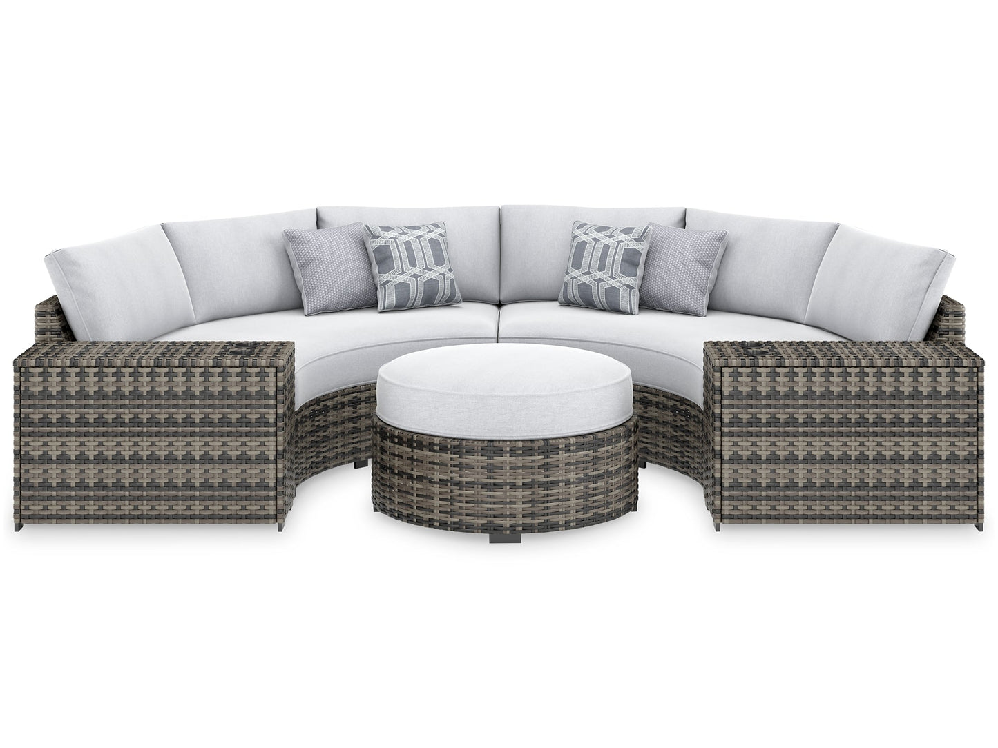 Harbor Court 4-Piece Outdoor Sectional with Ottoman at Walker Mattress and Furniture Locations in Cedar Park and Belton TX.