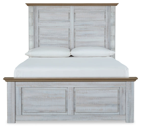 Haven Bay Queen Panel Bed with Mirrored Dresser and 2 Nightstands at Walker Mattress and Furniture Locations in Cedar Park and Belton TX.