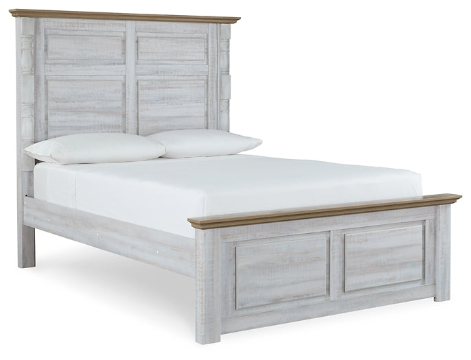 Haven Bay Queen Panel Bed with Mirrored Dresser at Walker Mattress and Furniture Locations in Cedar Park and Belton TX.