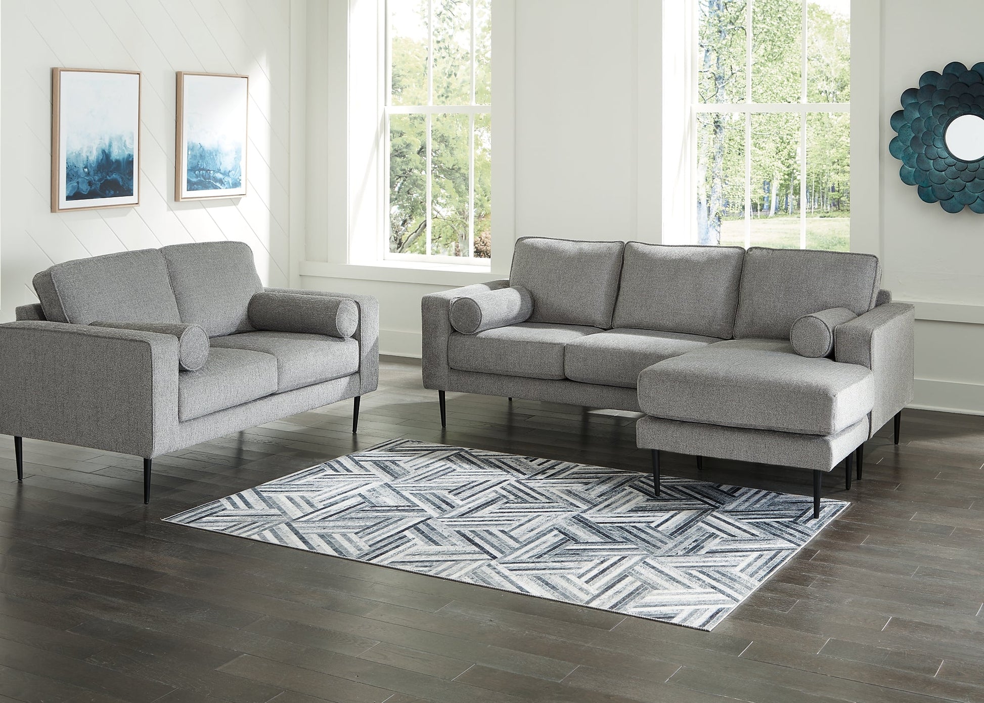 Hazela Sofa Chaise and Loveseat at Walker Mattress and Furniture Locations in Cedar Park and Belton TX.
