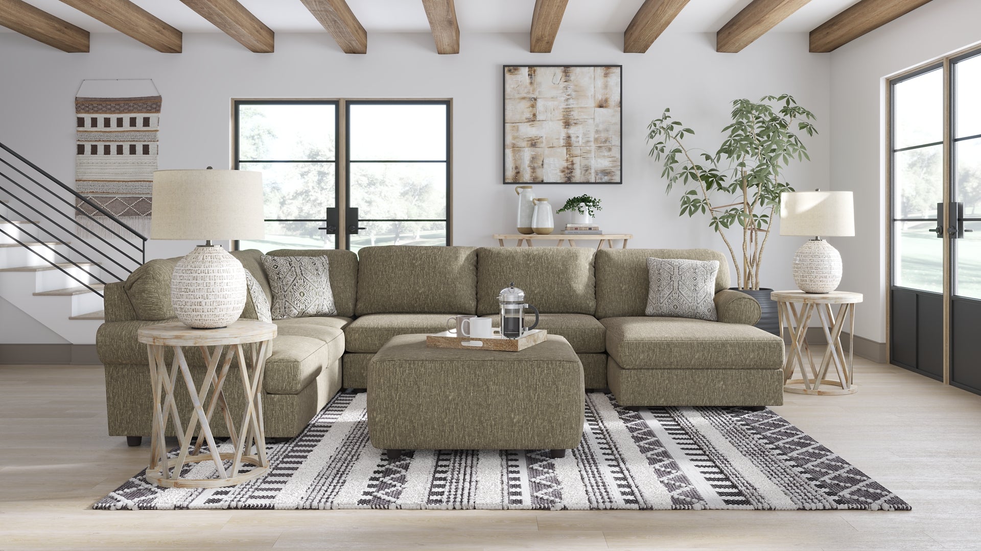 Hoylake 3-Piece Sectional with Ottoman at Walker Mattress and Furniture Locations in Cedar Park and Belton TX.