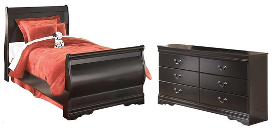 Huey Vineyard Twin Sleigh Bed with Dresser at Walker Mattress and Furniture Locations in Cedar Park and Belton TX.