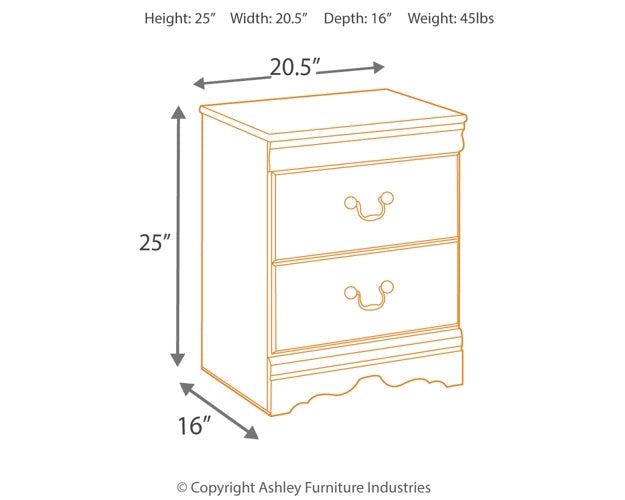 Huey Vineyard Two Drawer Night Stand at Walker Mattress and Furniture Locations in Cedar Park and Belton TX.