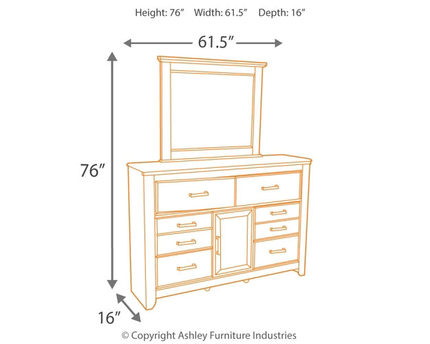 Juararo Dresser and Mirror at Walker Mattress and Furniture Locations in Cedar Park and Belton TX.