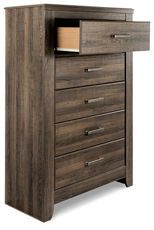 Juararo Five Drawer Chest at Walker Mattress and Furniture Locations in Cedar Park and Belton TX.