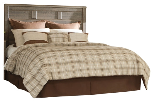 Juararo King/California King Panel Headboard with Mirrored Dresser at Walker Mattress and Furniture Locations in Cedar Park and Belton TX.