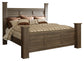 Juararo King Poster Bed with Mirrored Dresser and 2 Nightstands at Walker Mattress and Furniture Locations in Cedar Park and Belton TX.