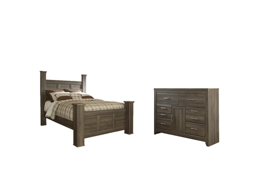 Juararo Queen Poster Bed with Dresser at Walker Mattress and Furniture Locations in Cedar Park and Belton TX.