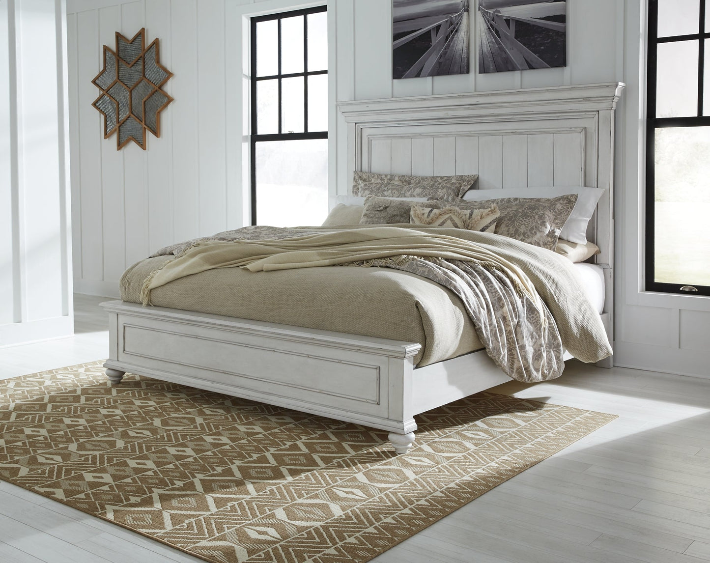 Kanwyn King Panel Bed with Dresser at Walker Mattress and Furniture Locations in Cedar Park and Belton TX.