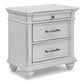 Kanwyn King Panel Bed with Storage with Mirrored Dresser, Chest and Nightstand at Walker Mattress and Furniture Locations in Cedar Park and Belton TX.