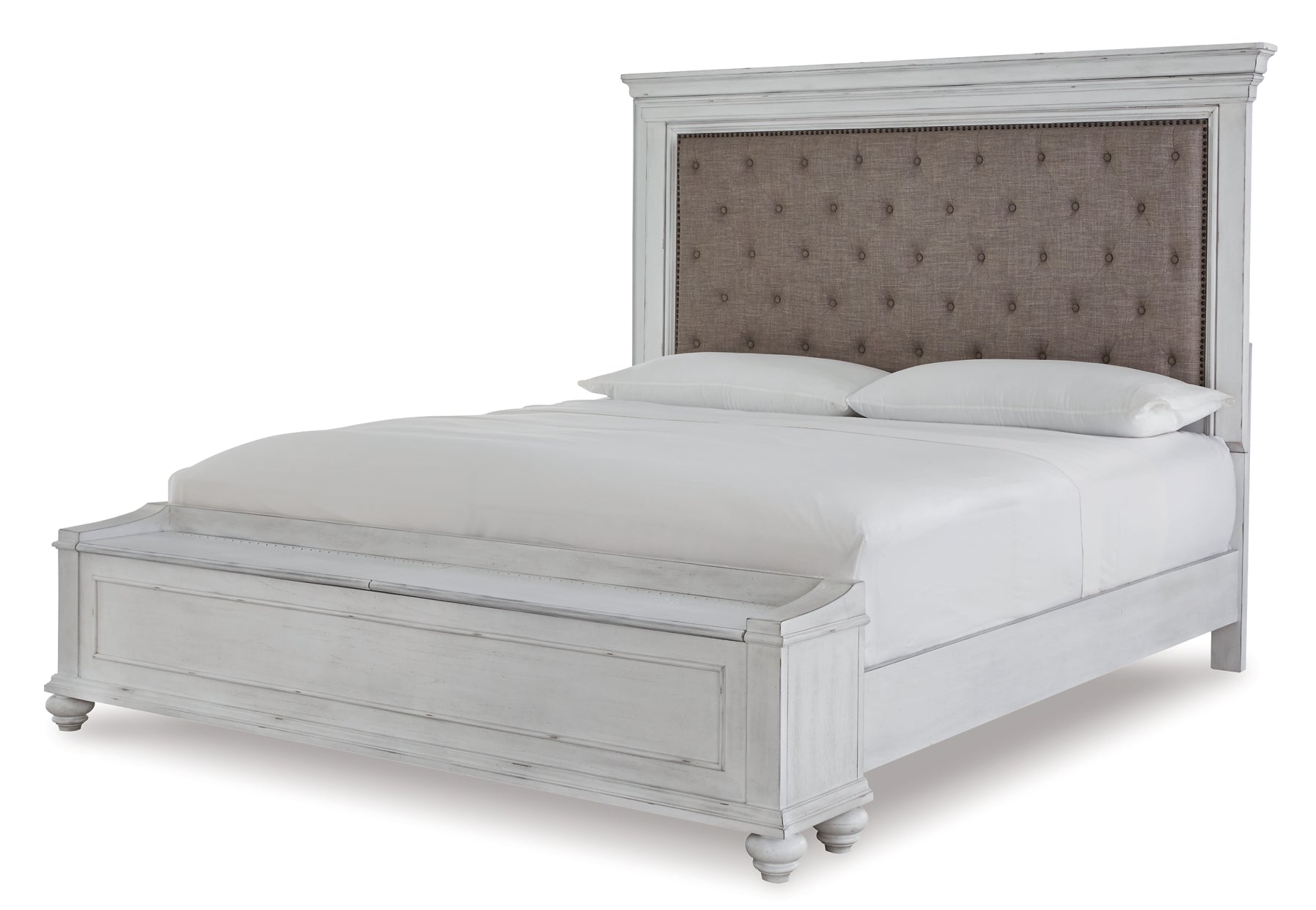 Kanwyn Queen Panel Bed with Storage with Mirrored Dresser, Chest and 2 Nightstands at Walker Mattress and Furniture Locations in Cedar Park and Belton TX.