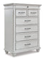 Kanwyn Queen Panel Bed with Storage with Mirrored Dresser and Chest at Walker Mattress and Furniture Locations in Cedar Park and Belton TX.