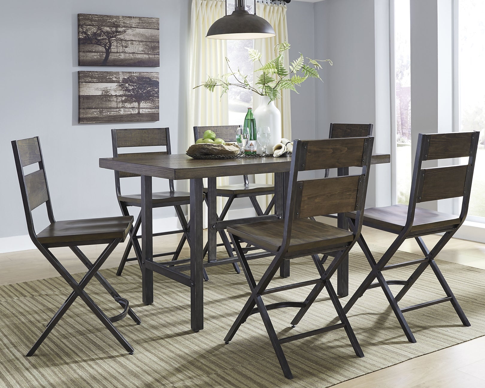 Kavara Counter Height Dining Table and 6 Barstools at Walker Mattress and Furniture Locations in Cedar Park and Belton TX.