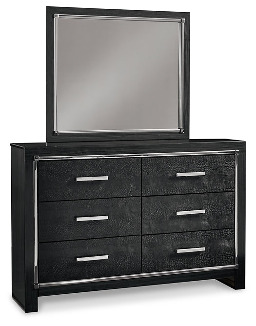 Kaydell King Panel Bed with Storage with Mirrored Dresser, Chest and Nightstand at Walker Mattress and Furniture Locations in Cedar Park and Belton TX.
