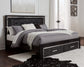 Kaydell King Panel Bed with Storage with Mirrored Dresser at Walker Mattress and Furniture Locations in Cedar Park and Belton TX.