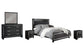 Kaydell King Upholstered Panel Bed with Mirrored Dresser and 2 Nightstands at Walker Mattress and Furniture Locations in Cedar Park and Belton TX.