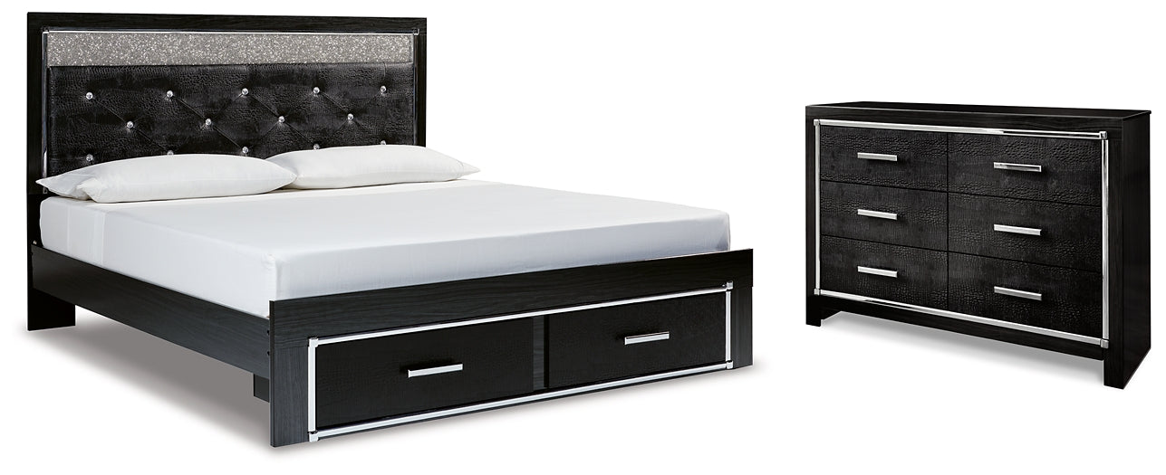 Kaydell King Upholstered Panel Storage Platform Bed with Dresser at Walker Mattress and Furniture Locations in Cedar Park and Belton TX.