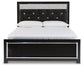 Kaydell Queen Upholstered Panel Bed with Mirrored Dresser, Chest and Nightstand at Walker Mattress and Furniture Locations in Cedar Park and Belton TX.