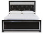 Kaydell Queen Upholstered Panel Bed with Mirrored Dresser at Walker Mattress and Furniture Locations in Cedar Park and Belton TX.
