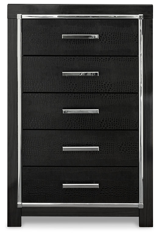 Kaydell Queen Upholstered Panel Storage Bed with Mirrored Dresser, Chest and Nightstand at Walker Mattress and Furniture Locations in Cedar Park and Belton TX.