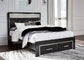 Kaydell Queen Upholstered Panel Storage Platform Bed with Mirrored Dresser and 2 Nightstands at Walker Mattress and Furniture Locations in Cedar Park and Belton TX.