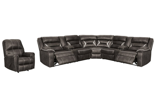Kincord 3-Piece Sectional with Recliner at Walker Mattress and Furniture Locations in Cedar Park and Belton TX.